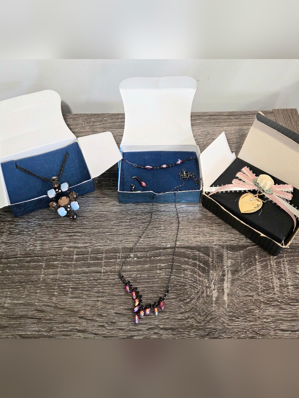 Vintage Avon Jewelry Lot. New in box. Necklace, Earrings and Brooch. New In Box.